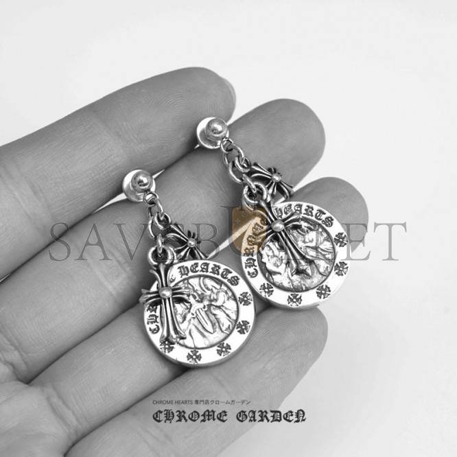 Ch**me He**ts cross angel medallion earring