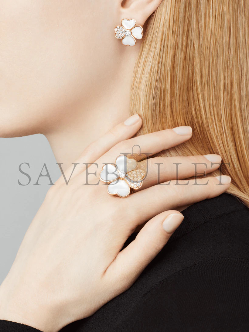 v*n cl*f arpels cosmos earrings, small model - rose gold, Di*m*nd, mother-of-pearl vcaro5bx00