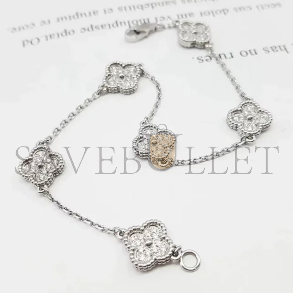 V*N CL*F arpels sweet alhambra bracelet, 6 motifs - white gold, diamond vcaro85700
