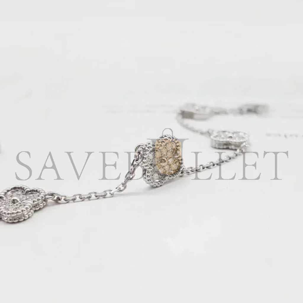 V*N CL*F arpels sweet alhambra bracelet, 6 motifs - white gold, diamond vcaro85700