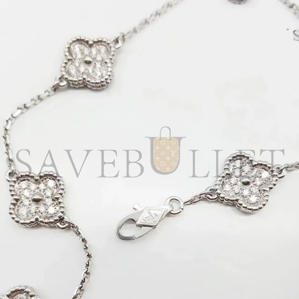 V*N CL*F arpels sweet alhambra bracelet, 6 motifs - white gold, diamond vcaro85700