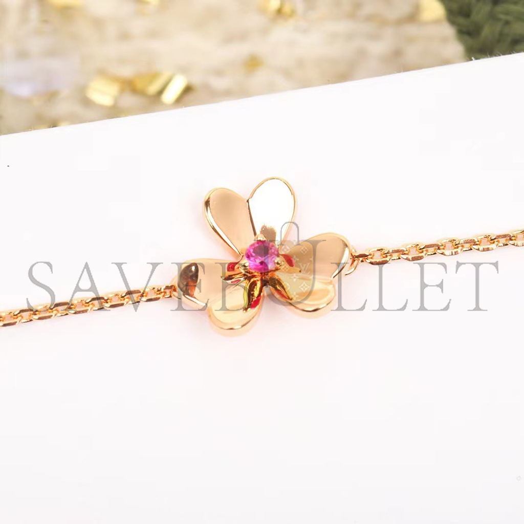 V*N CL*F arpels frivole bracelet, mini model - rose gold, ruby  vcarp7s900