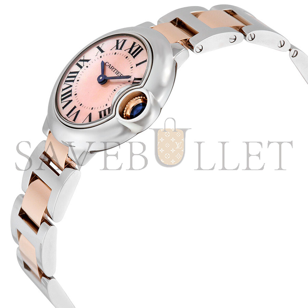 Ca*t*er ballon bleu mother of pearl stainless steel and 18kt rose gold ladies watch w2bb0009