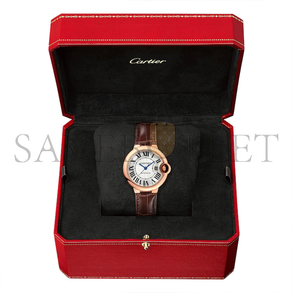 Ca*t*er ballon bleu de Ca*t*er watch 33mm, automatic movement, rose gold, leather w6920097