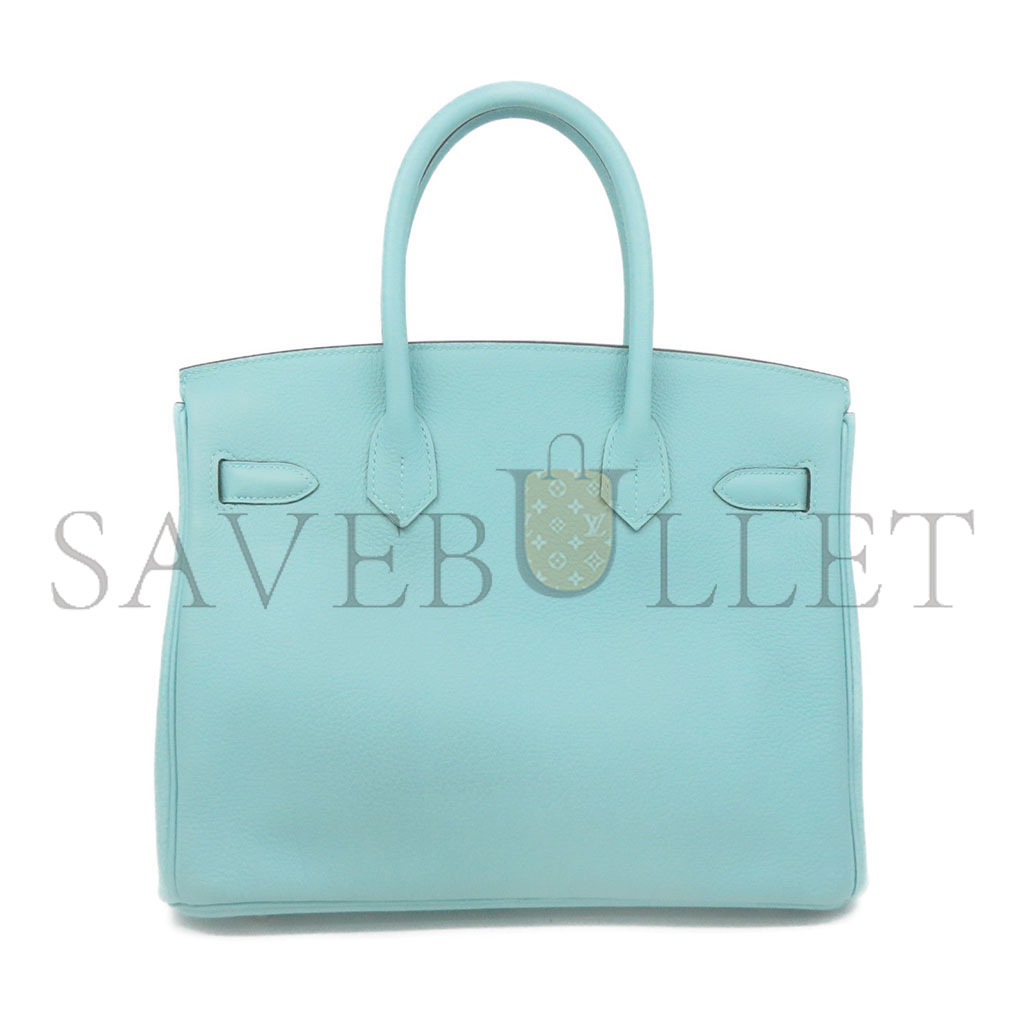 H**mes birkin 30 togo leather macaron blue silver buckle bag 2160900331074 (30*20*13cm)