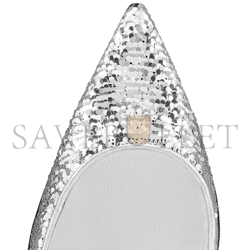 Ch**an louboutin kate mini paillettes 100 mm pumps-crepe satin and sequins-silver-women 1250527s211