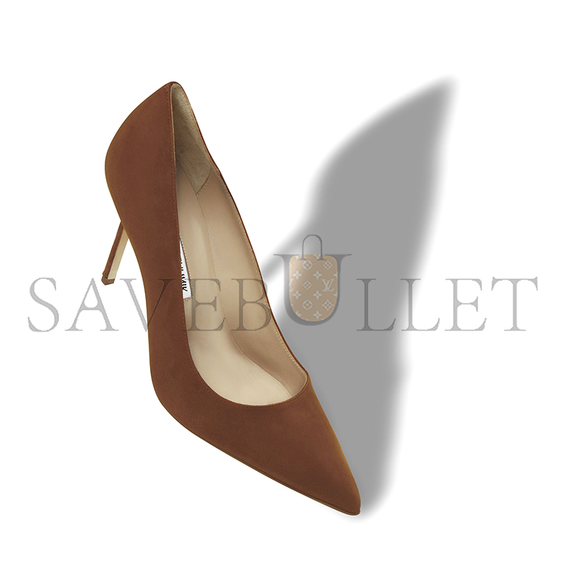 MANOLO BLAHNIK BB 90 BROWN SUEDE POINTED TOE PUMPS 9XX-0416-0012