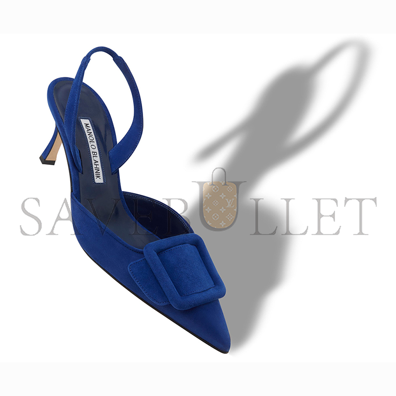 manolo blahnik maY*Li blue suede buckle detail slingback pumps 219-0182-0035