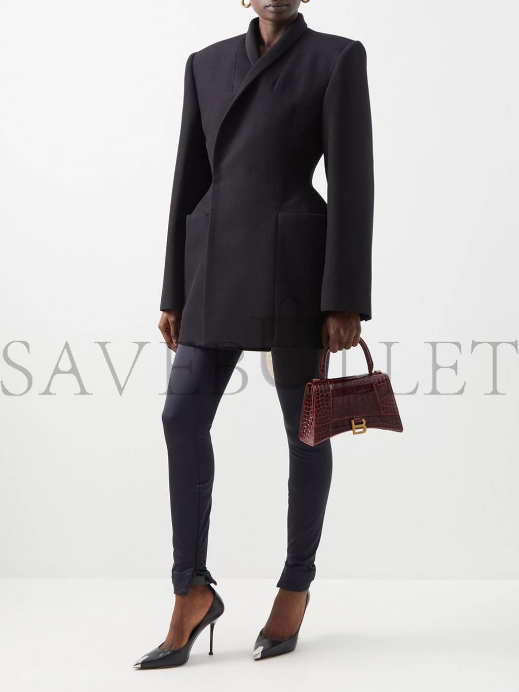 Ba*len*cia*ga red hourglass s crocodile-effect leather bag matchesfashion us (22.5*14.5*10cm)