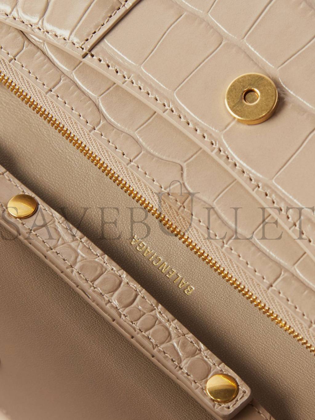 Ba*len*cia*ga brown hourglass crocodile-effect leather cross-body bag matchesfashion us (19.4*11*4.8cm)