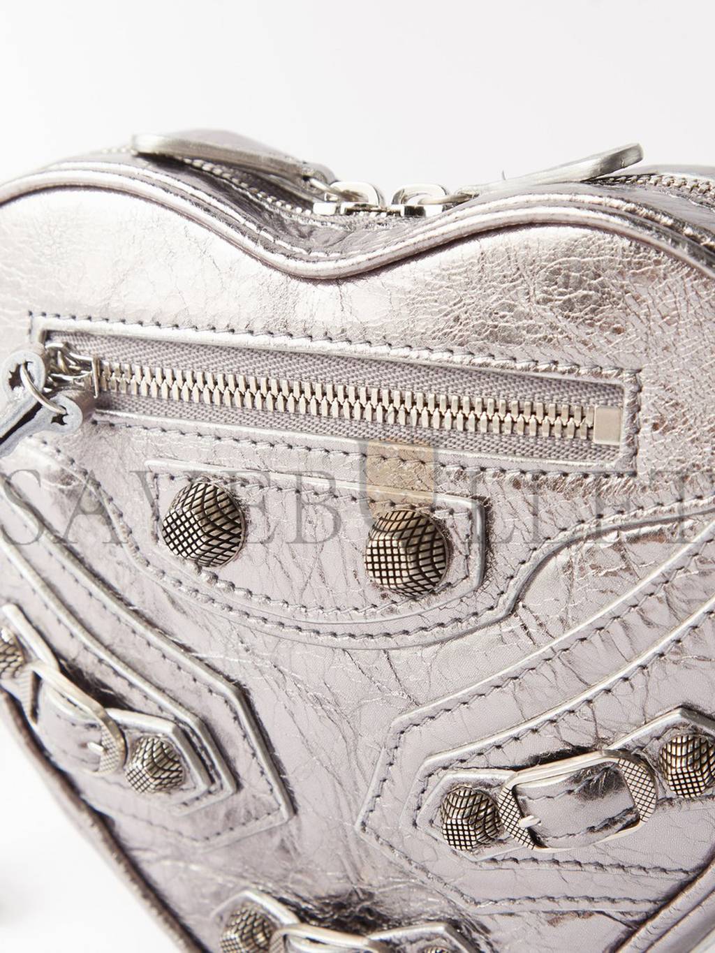 Ba*len*cia*ga silver le cagole heart metallic-leather cross-body bag matchesfashion us (16*14*4cm)