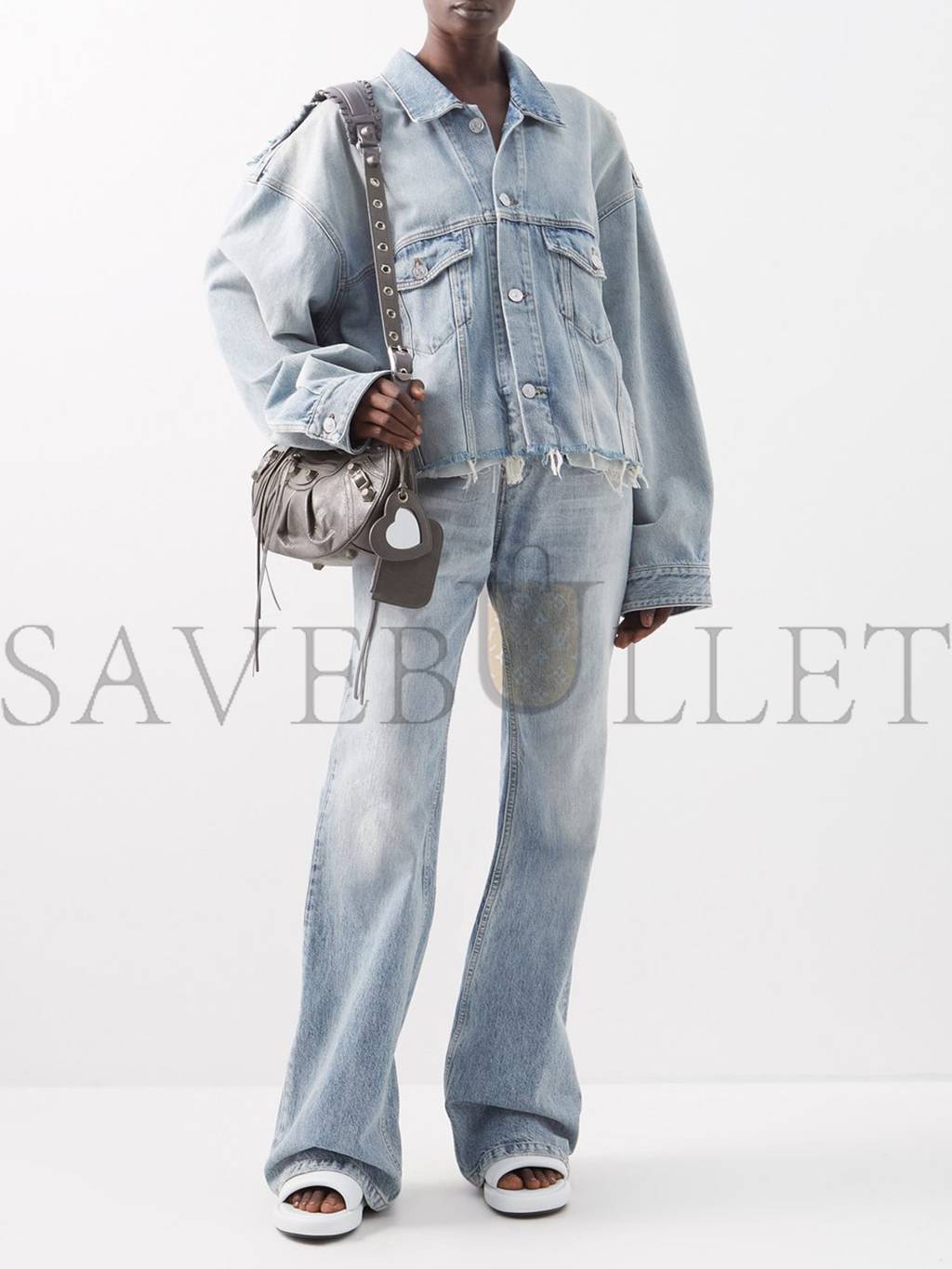 Ba*len*cia*ga grey cagole s leather shoulder bag matchesfashion us (33*14.7*7.8cm)