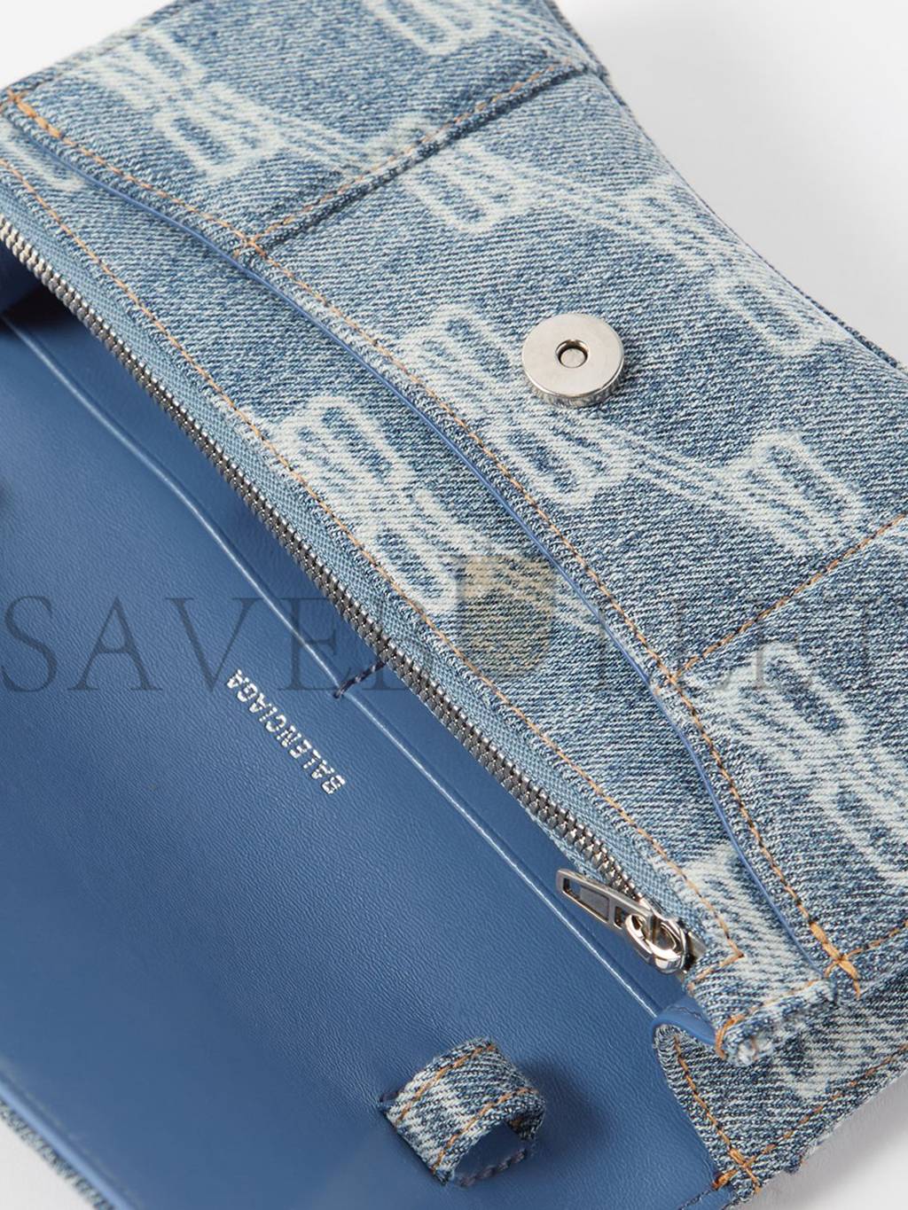 Ba*len*cia*ga blue hourglass logo-print denim cross-body bag matchesfashion us (19.5*12*4cm)