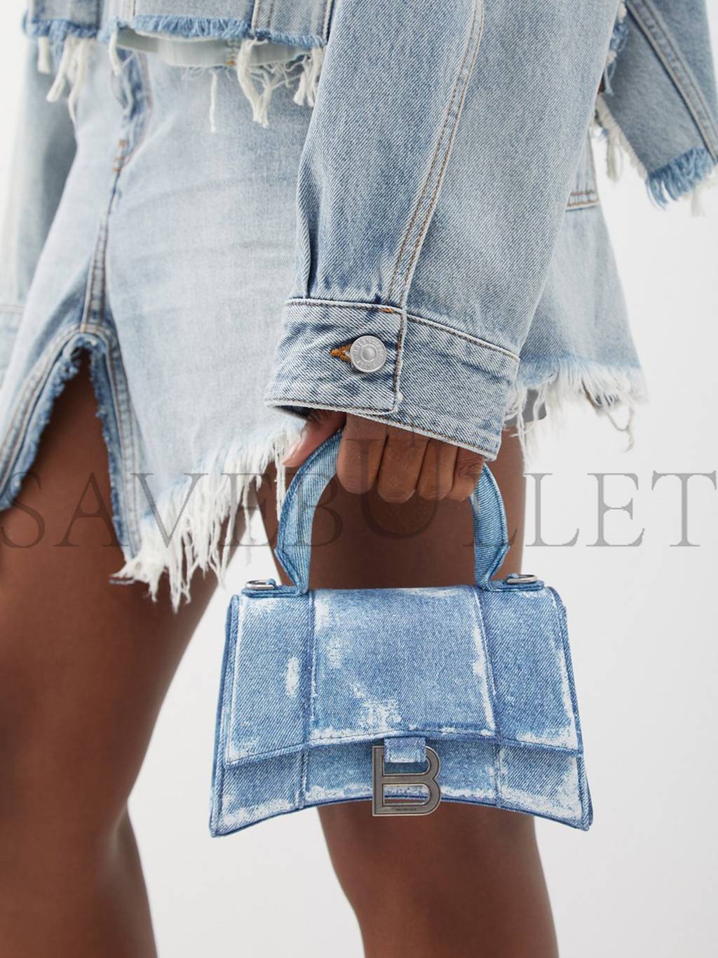 Ba*len*cia*ga blue hourglass xs denim handbag matchesfashion us (19*12.1*7.6cm)