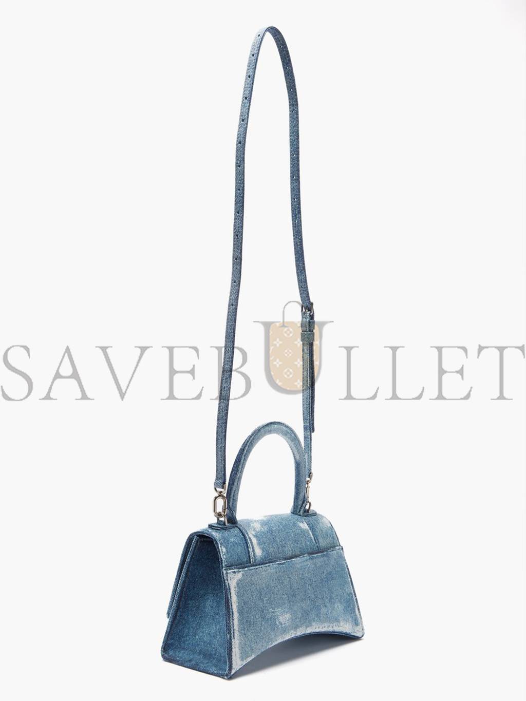 Ba*len*cia*ga blue hourglass denim-print leather bag matchesfashion us (26.1*14*10.6cm)