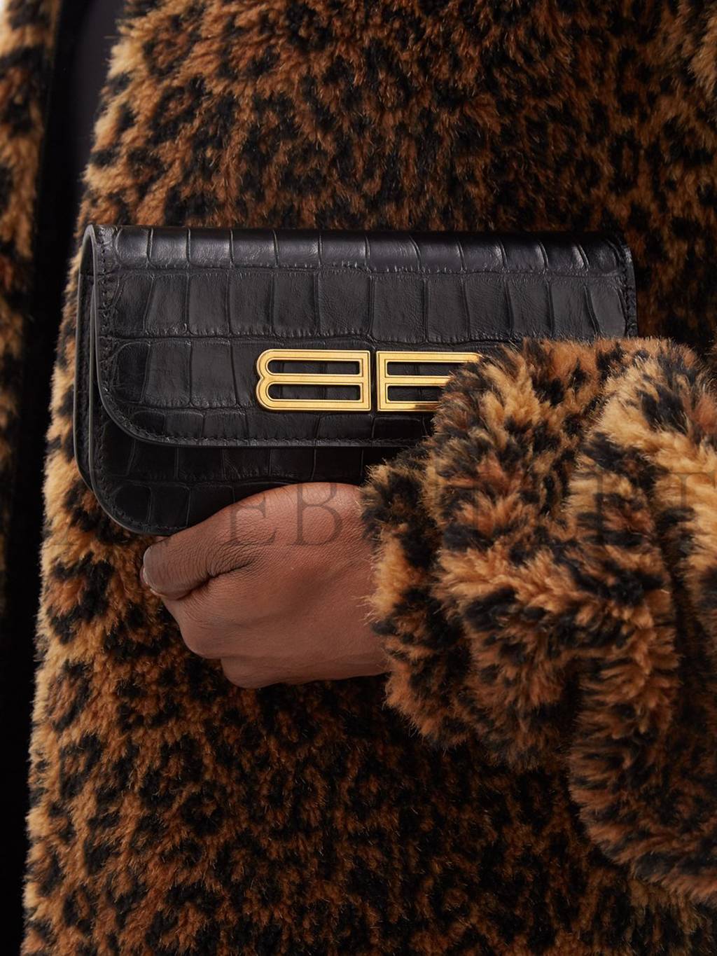 Ba*len*cia*ga black gossip bb-plaque crocodile-effect cross-body bag matchesfashion us (19*9.9*5.5cm)