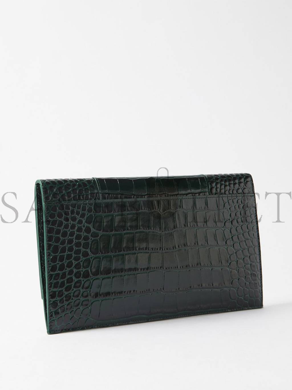 Ba*len*cia*ga green hourglass croc-embossed leather pouch matchesfashion us (27*16cm)