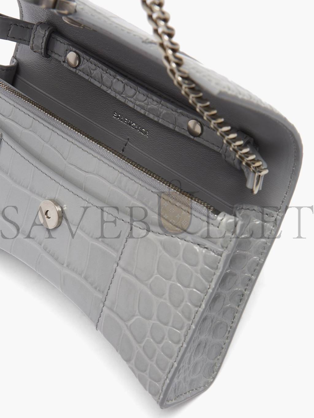 Ba*len*cia*ga grey hourglass croc-effect leather cross-body bag matchesfashion us (19.8*12.1*5cm)