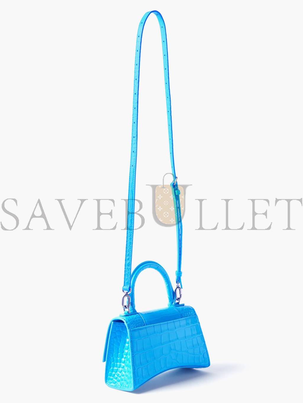 Ba*len*cia*ga blue hourglass xs crocodile-effect leather bag matchesfashion us (19.5*12*5cm)