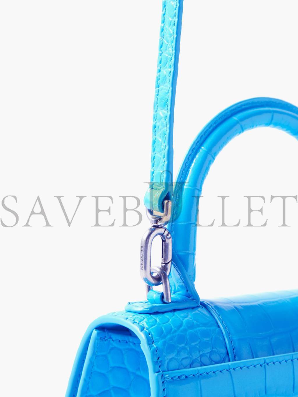 Ba*len*cia*ga blue hourglass xs crocodile-effect leather bag matchesfashion us (19.5*12*5cm)