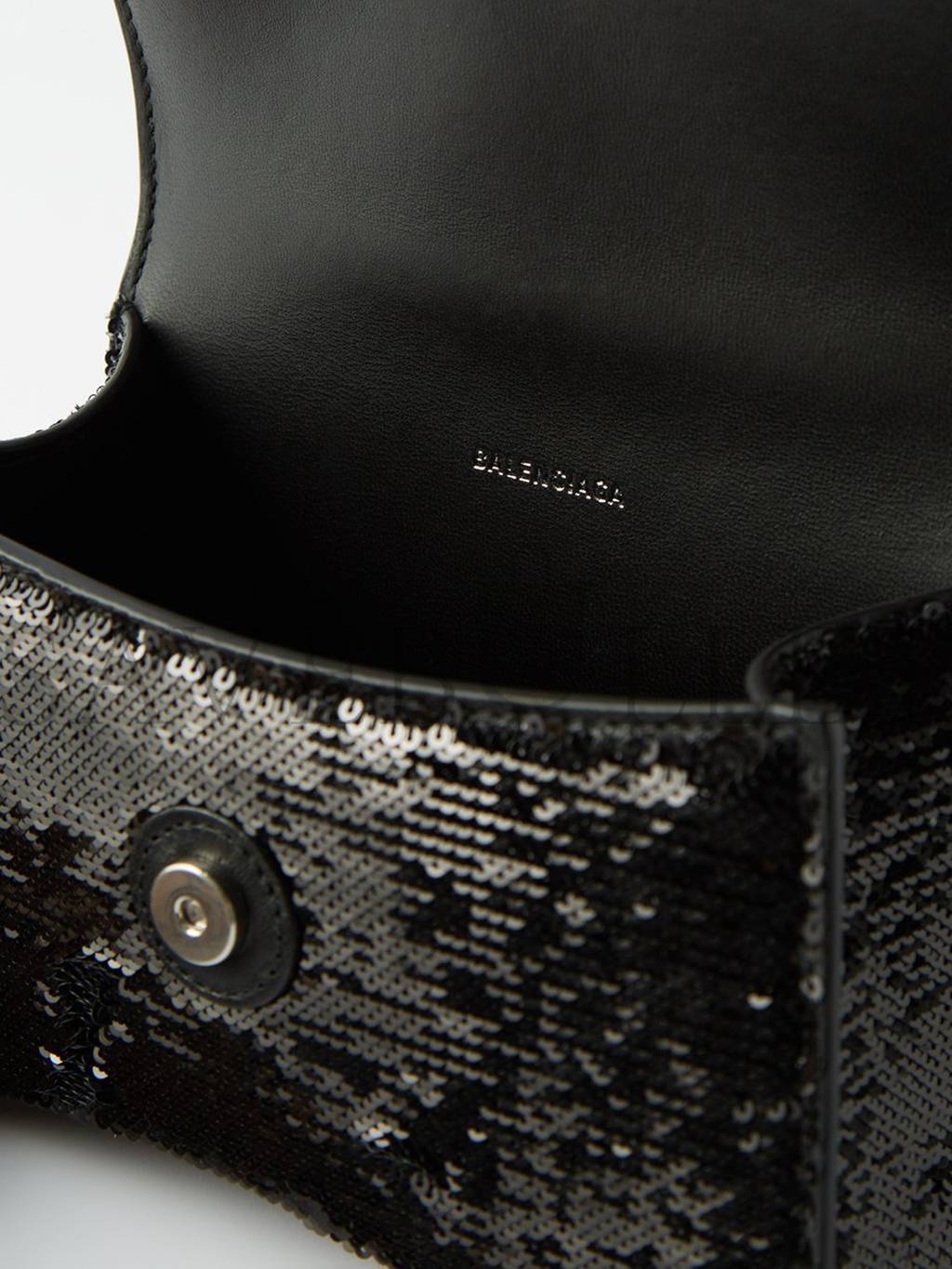 Ba*len*cia*ga black hourglass xs sequinned handbag matchesfashion us (19*12.1*7.6cm)