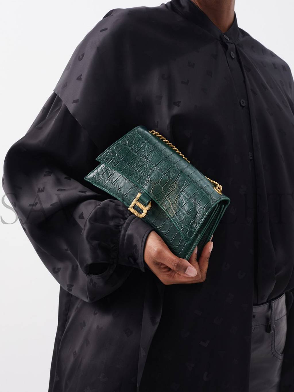 Ba*len*cia*ga green crush xs crocodile-effect leather cross-body bag matchesfashion us (21.5*11*5cm)