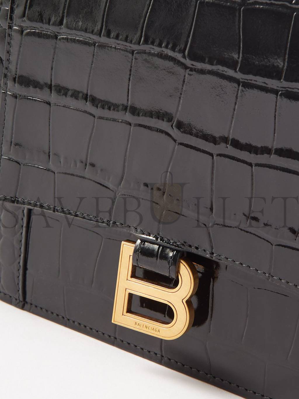 Ba*len*cia*ga black hourglass crocodile-effect leather clutch bag matchesfashion us (27*16*2cm)