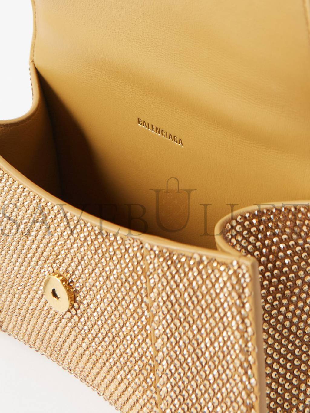Ba*len*cia*ga gold hourglass xs crystal-embellished handbag matchesfashion us (19*12.1*7.6cm)