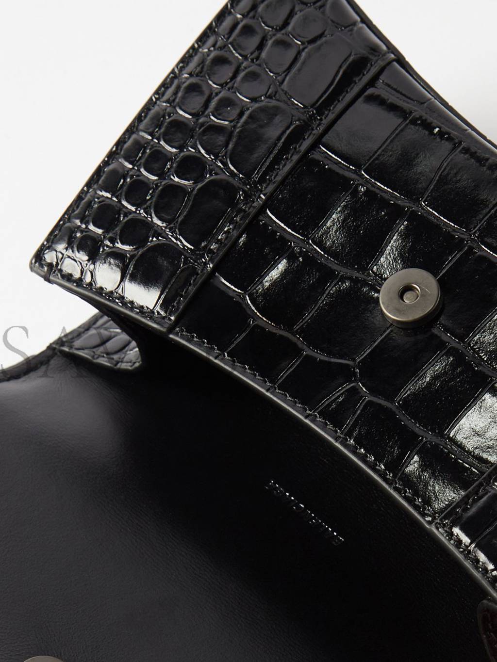 Ba*len*cia*ga black hourglass xs crocodile-effect leather bag matchesfashion us (19*12*6.6cm)
