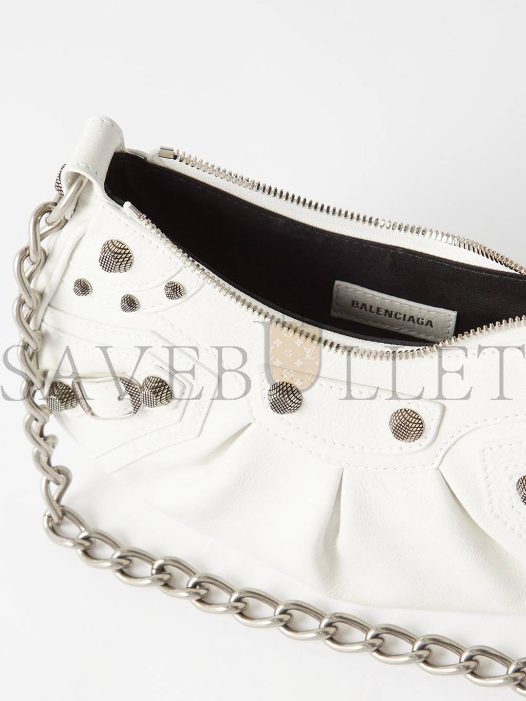 Ba*len*cia*ga white le cagole xs studded leather shoulder bag matchesfashion us (25.6*11.4*7.3cm)