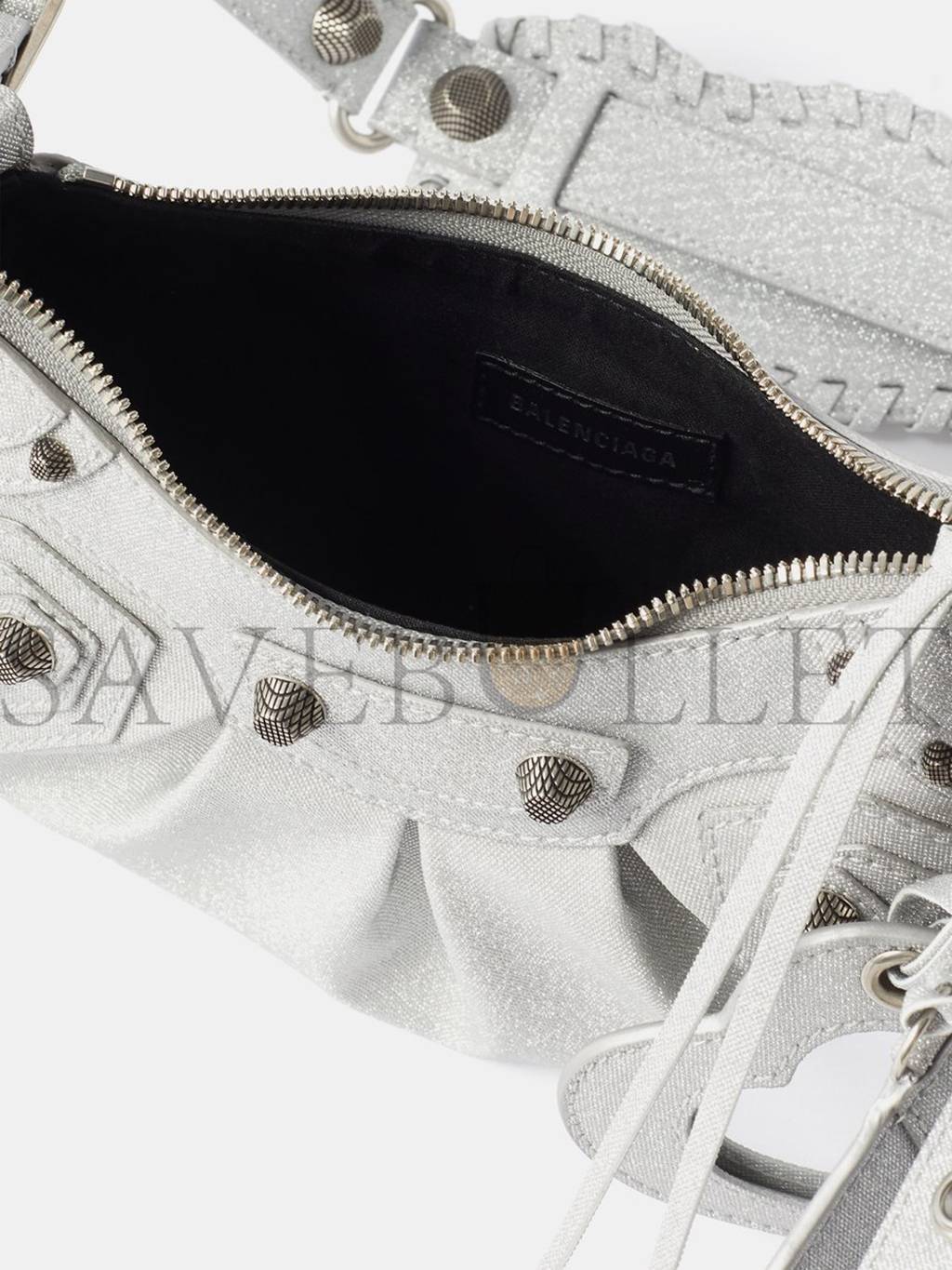 Ba*len*cia*ga silver le cagole xs metallic-canvas shoulder bag matchesfashion us (25.4*12.7*7.3cm)