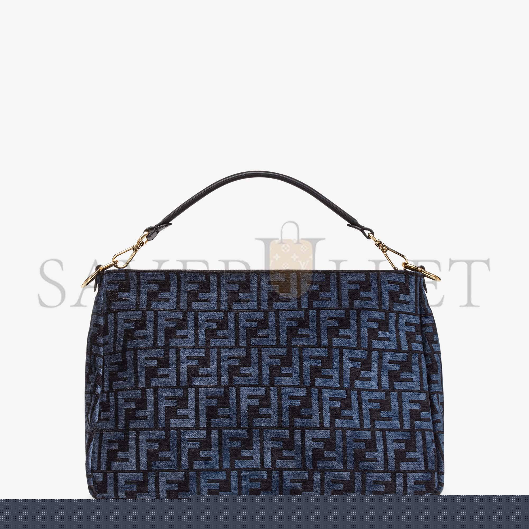 F**di o’lock zipper - dark blue tapestry fabric bag 8br805alfvf1ivu (36*23.5*14cm)