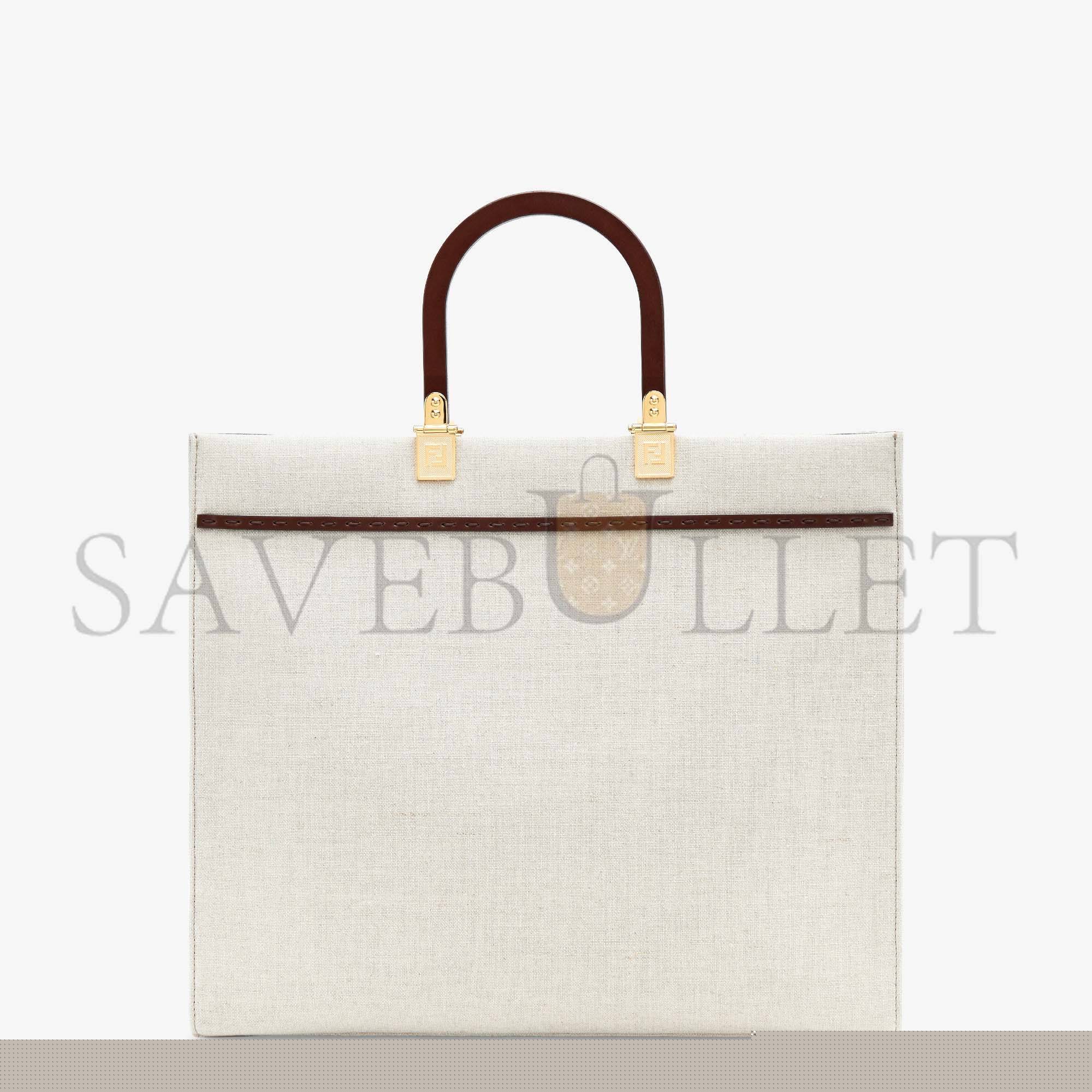 F**di sunshine medium - white canvas shopper 8bh386akbsf1hoc (35*31*17cm)