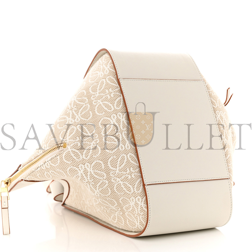 l*ew* calfskin canvas anagram small hammock shoulder bag ecru white (30*25*13.5cm)