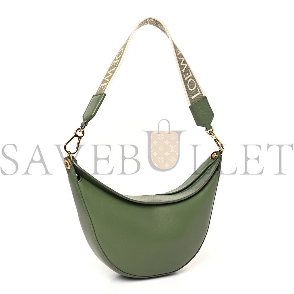 l*ew* satin calfskin jacquard small luna bag avocado green (20*14*6cm)