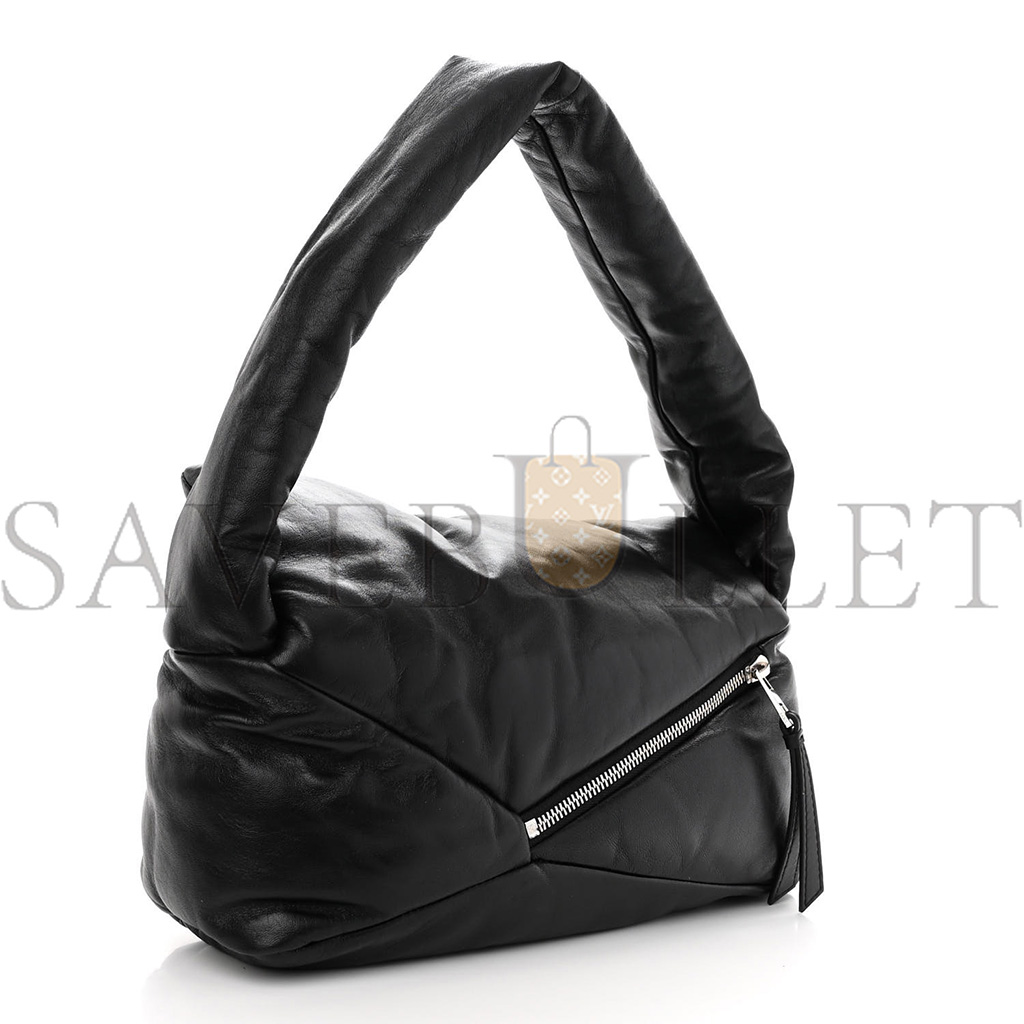 l*ew* shiny nappa puffer puzzle hobo black (28*13*10cm)
