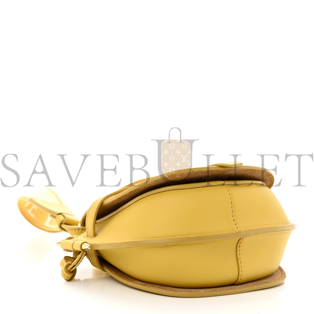 l*ew* calfskin jacquard mini gate dual bag dark yellow (19*14*9cm)