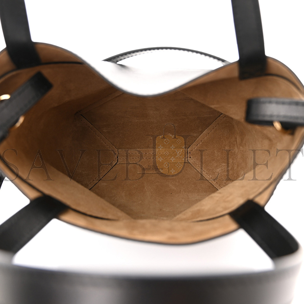 l*ew* shiny calfskin mini puzzle fold tote black (20*16*9cm)