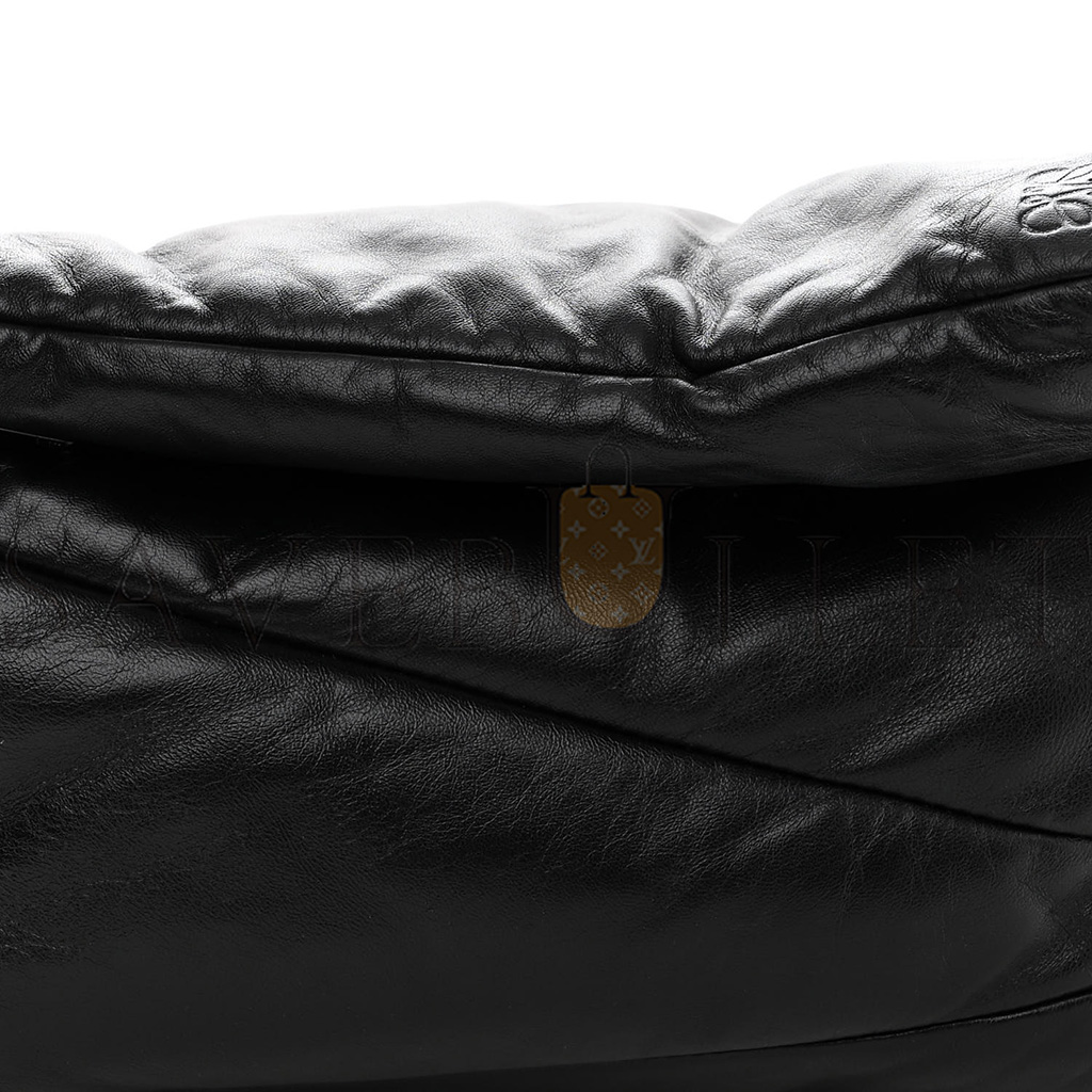 l*ew* shiny nappa puffer puzzle hobo black (28*13*10cm)