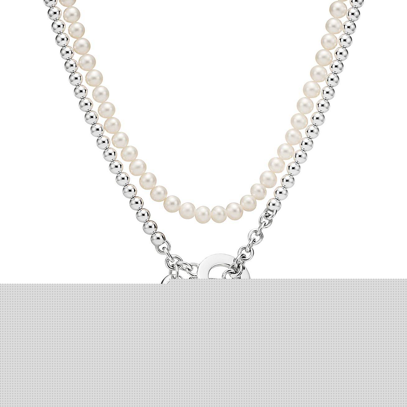 T*f*ny return to T*f*ny® wrap necklace in silver with pearls and a diamond, small