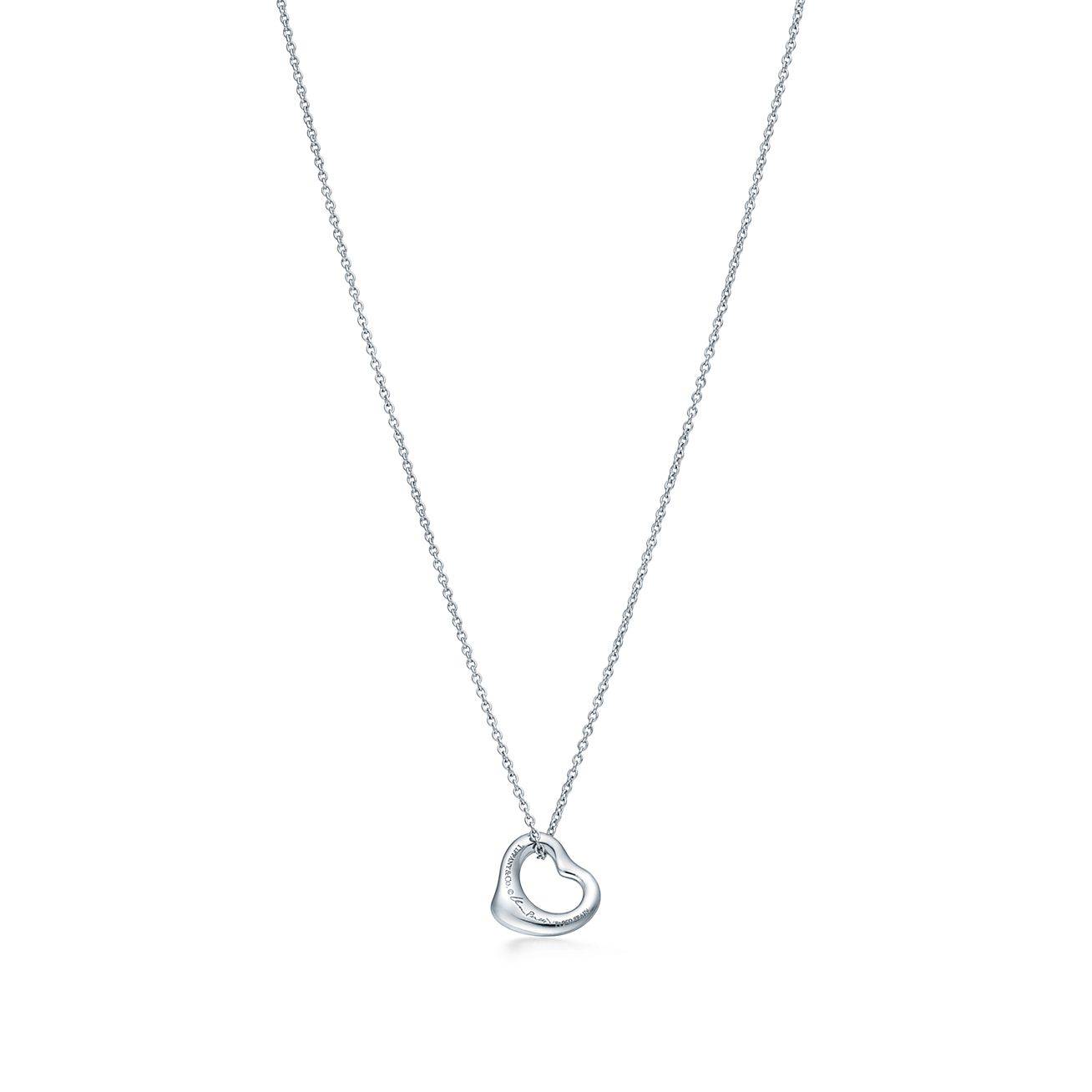 T*f*ny elsa peretti® open heart pendant in platinum with diamonds