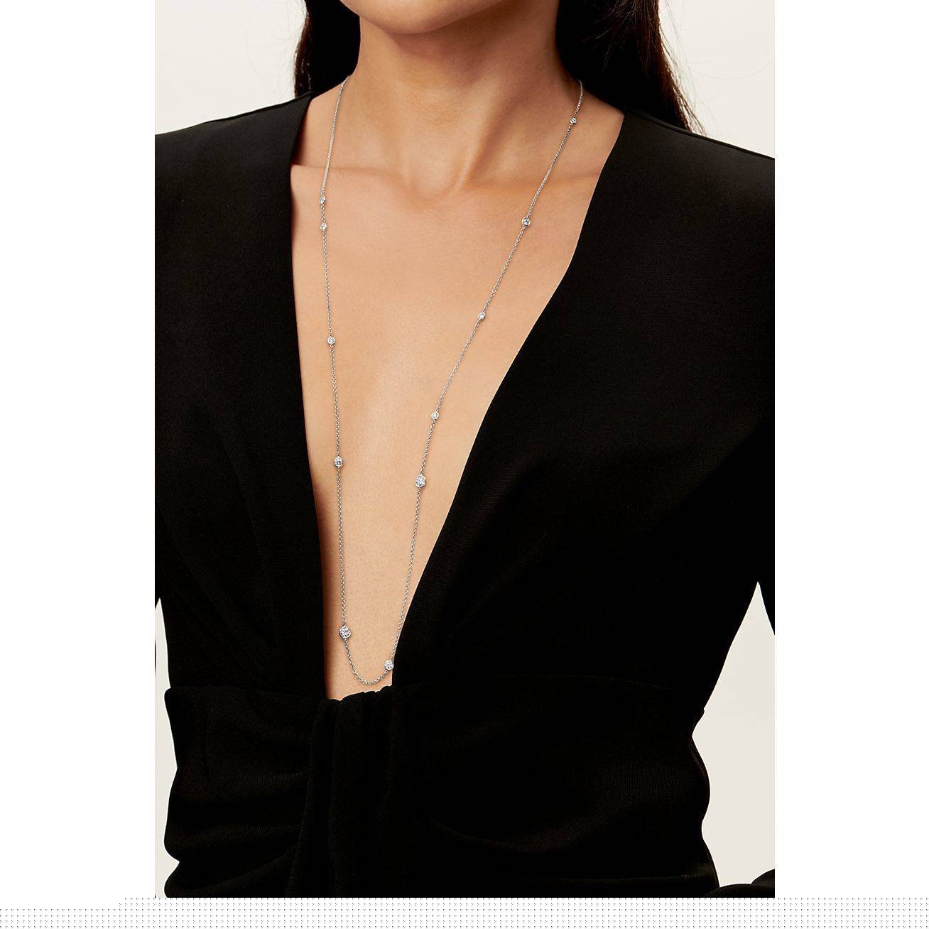 T*f*ny elsa peretti® diamonds by the yard® sprinkle necklace in platinum with diamonds