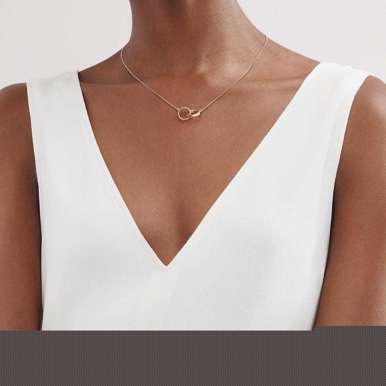 T*f*ny&co. atlas® x closed interlocking pendant in rose gold 67789229