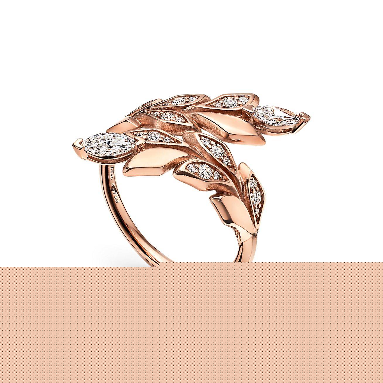 T*f*ny victoria® vine bypass ring in rose gold with diamonds