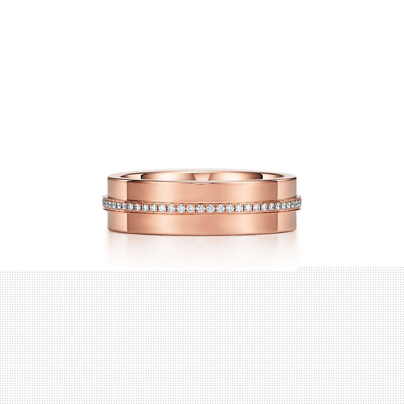 T*f*ny t wide diamond ring in 18k rose gold