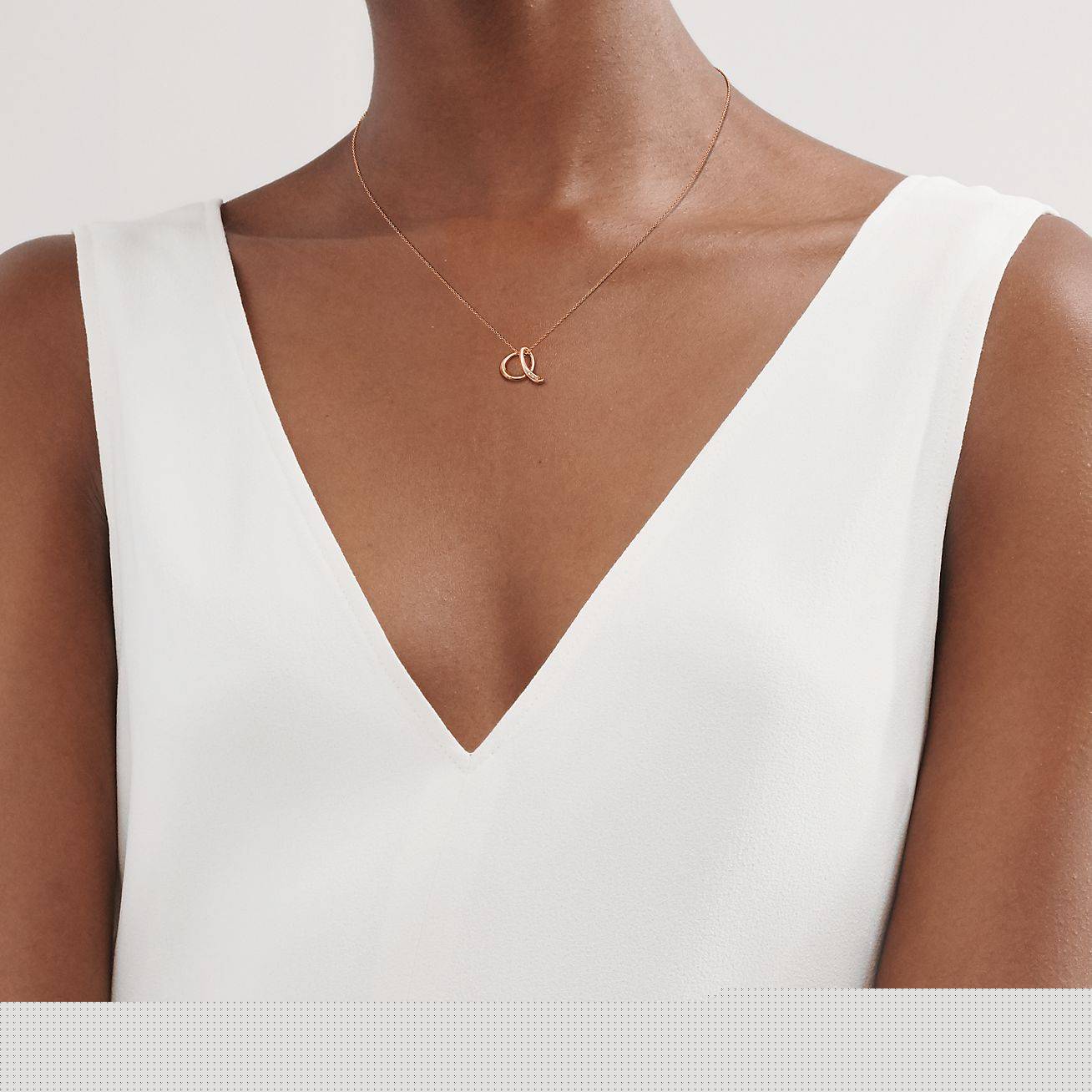 T*f*ny elsa peretti® letter a pendant in 18k rose gold with diamonds