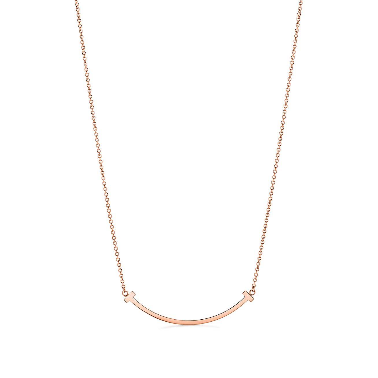 T*f*ny t smile pendant in rose gold with diamonds, large