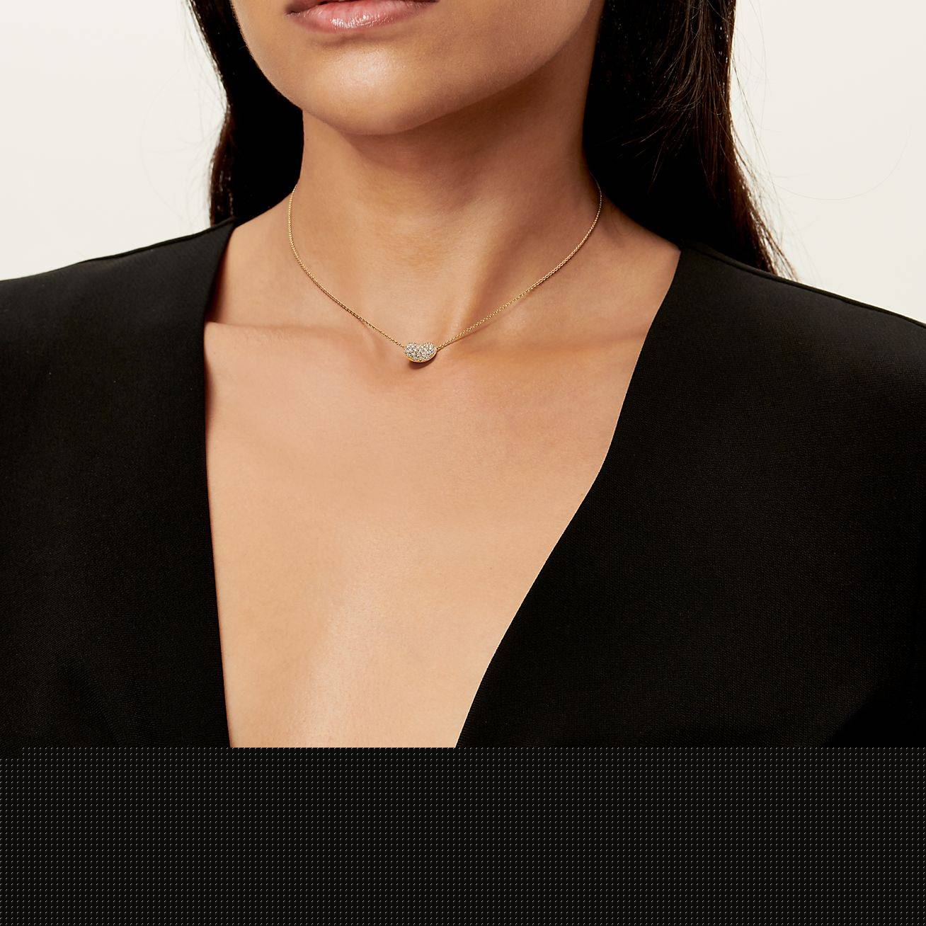 T*f*ny elsa peretti® bean® design pendant in yellow gold with pavÉ diamonds, 12 mm