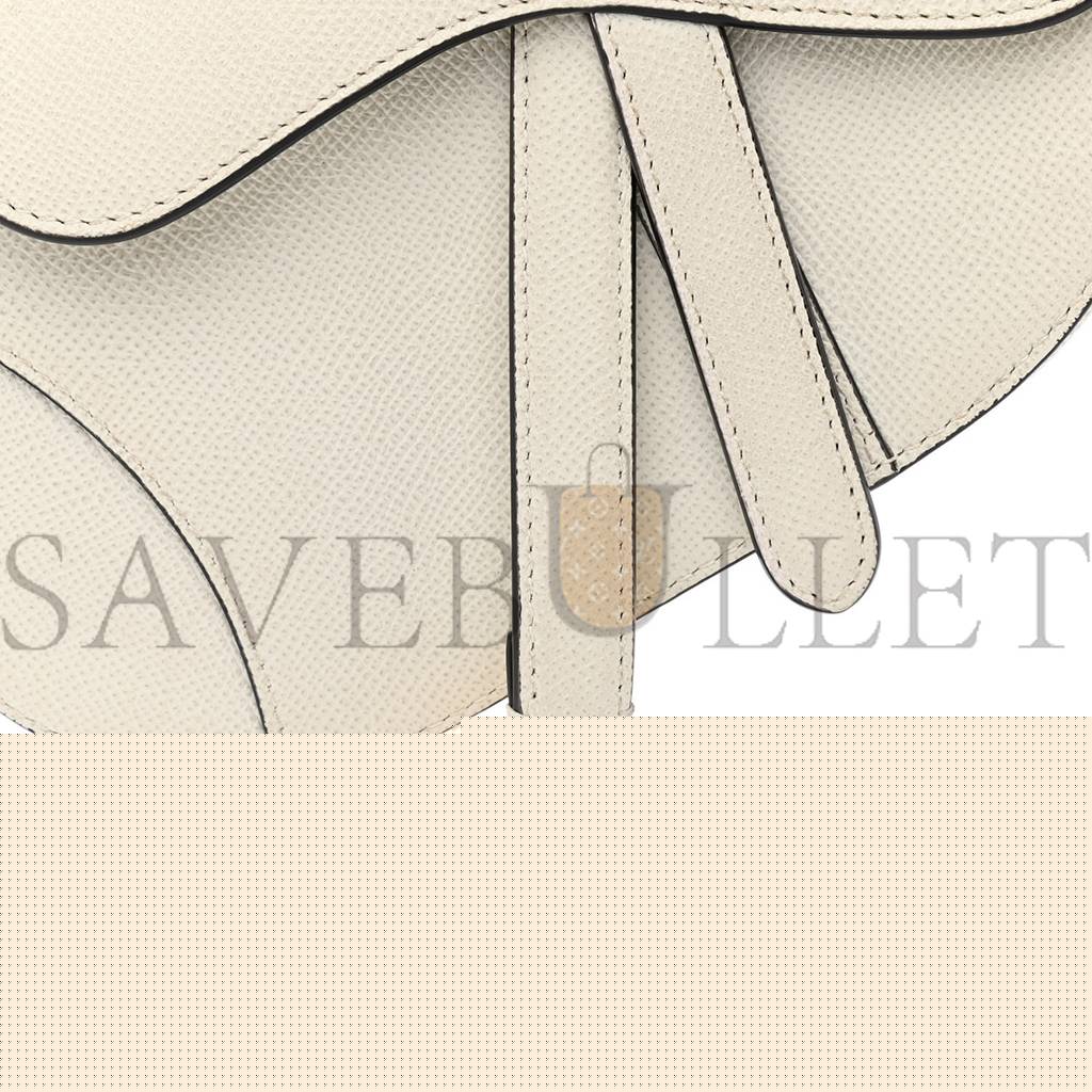 D*or grained calfskin mini saddle bag white (17*17*3.8cm)
