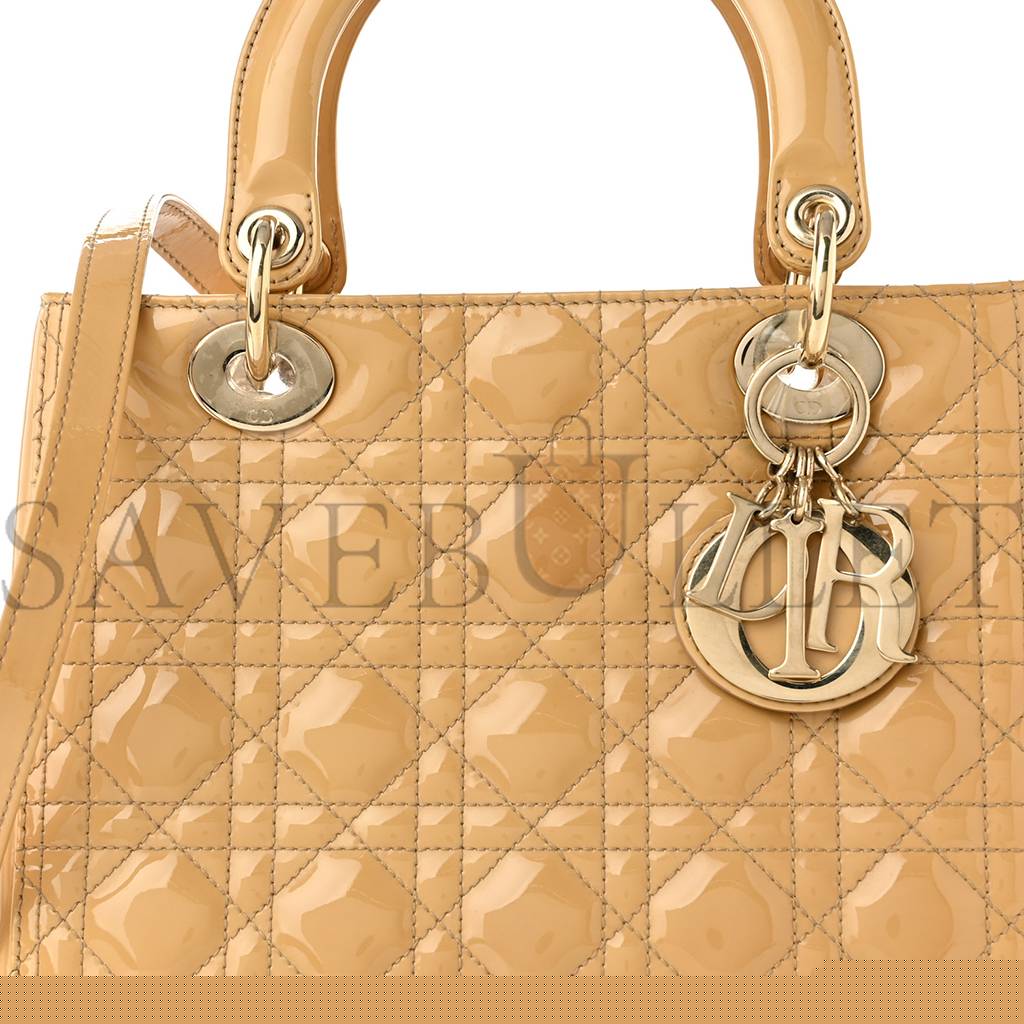D*or patent cannage medium lady D*or beige (23*20*12.1cm)